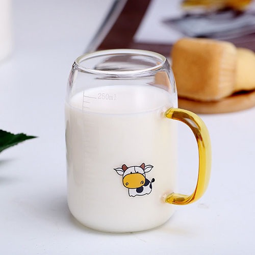 우유 글라스 컵 -노랑 손잡이 (20% 할인행사중)